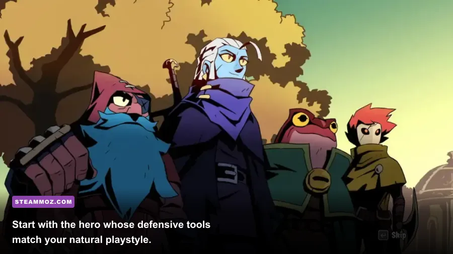 Absolum character selection screen featuring Galandra Brome and Cider