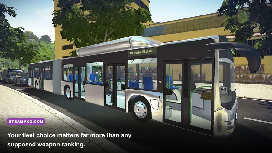 Bus Simulator 16 bus fleet and vehicle management screen