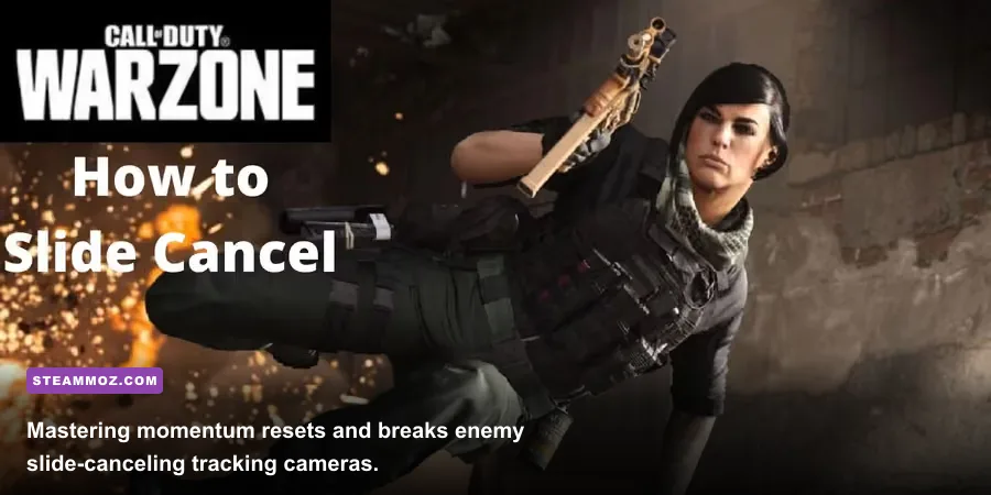 Warzone PC player executing a slide cancel around urban cover