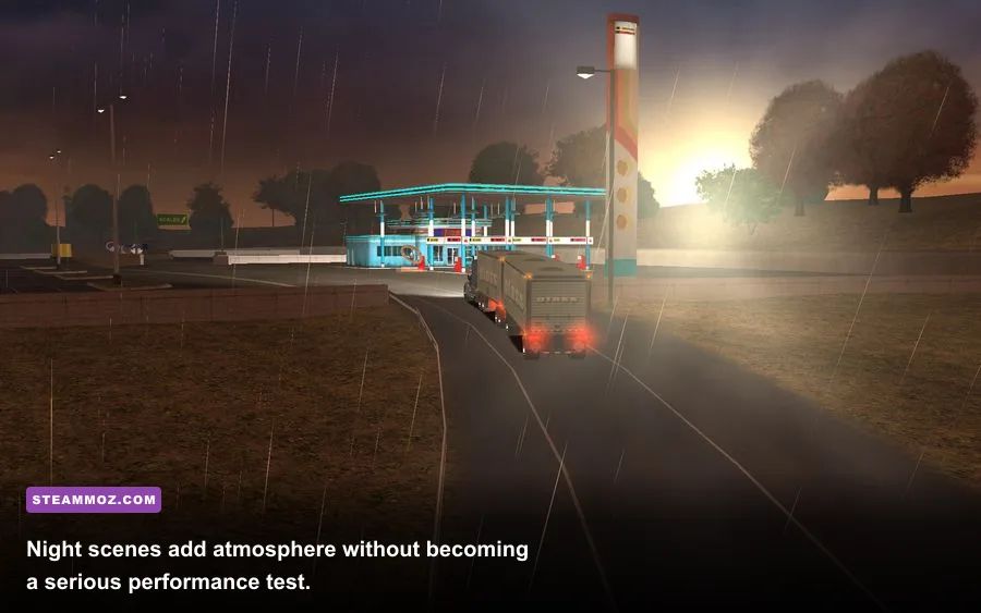 Night driving and weather effects in 18 Wheels of Steel American Long Haul