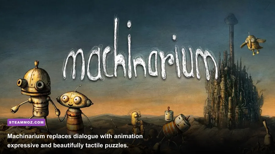 Josef the robot exploring a hand-drawn city in Machinarium