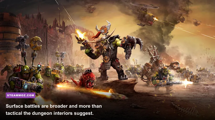 Dungeons 4 orcs demons and undead fighting heroes on the overworld
