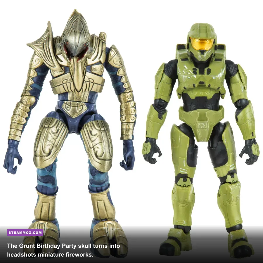 Grunt Birthday Party skull effect exploding Grunt head in Halo CE Anniversary