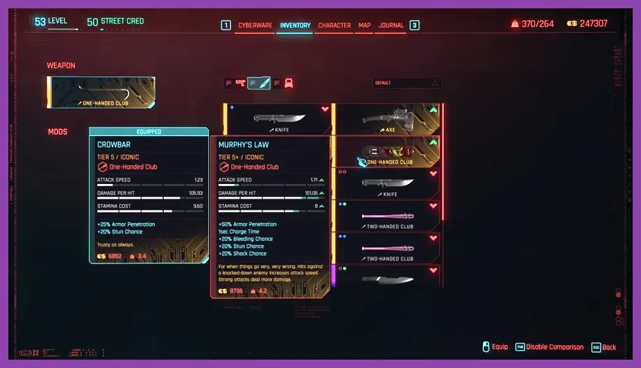 Displaying powerful iconic weapons found throughout the Phantom Liberty expansion