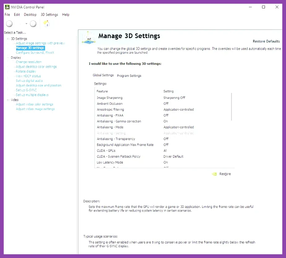 NVIDIA Control Panel 3D settings screen for ARC Raiders