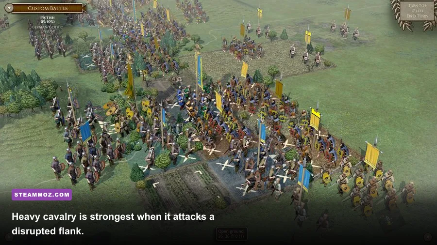 Field of Glory II armoured cavalry charging an enemy flank