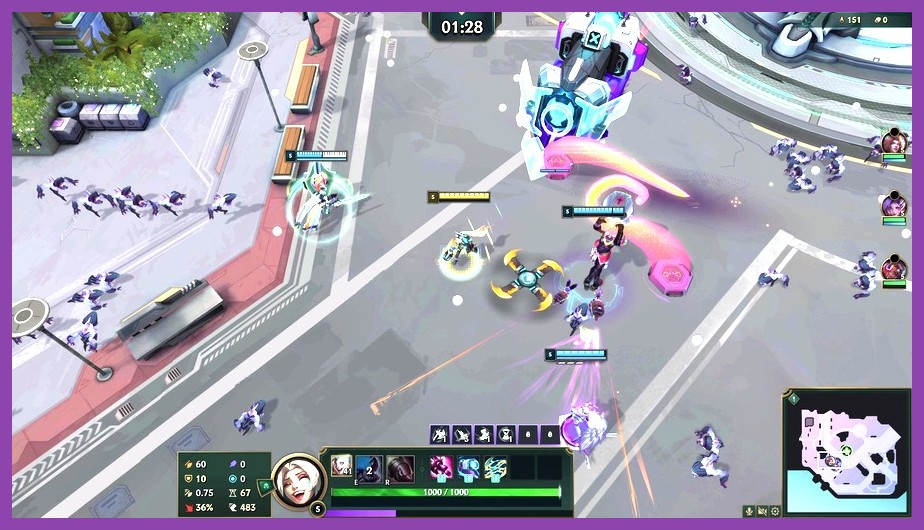 Vampire Survivors gameplay showing hundreds of enemies on screen with magic effects