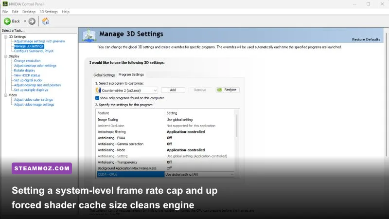 NVIDIA Control Panel 3D settings configuration for GTA V