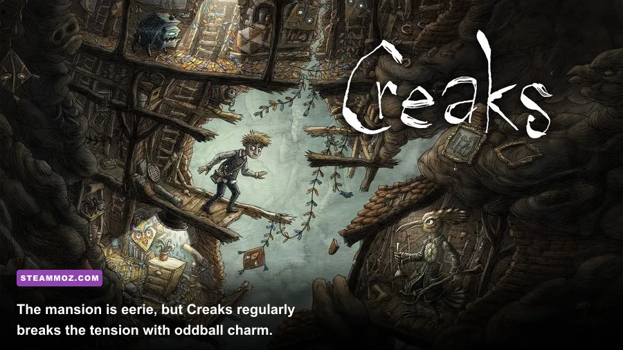 The Creaks protagonist meeting the dog companion in the mysterious underground world