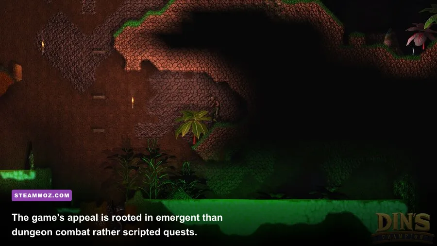Din’s Champion dungeon gameplay with enemies and character abilities