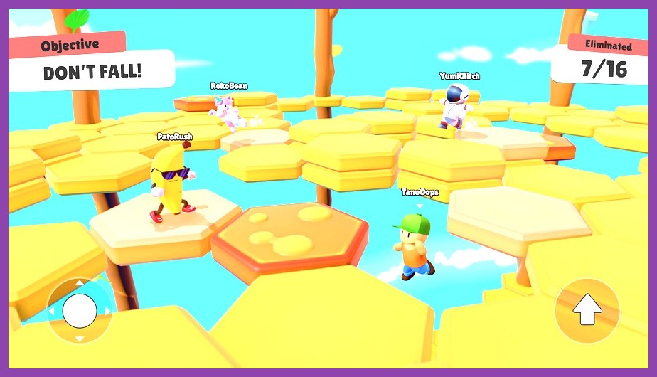 Stumble Guys players competing on a chaotic elimination map stage