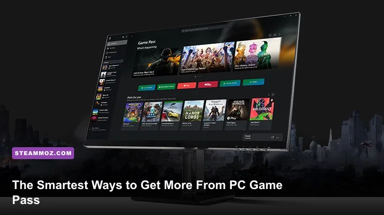 PC Game Pass library displayed in the Xbox app on a gaming monitor