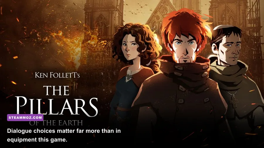 Character dialogue and story choice in The Pillars of the Earth adventure game