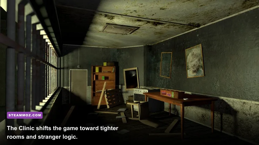 A nightmare-filled clinic room from Decay The Mare
