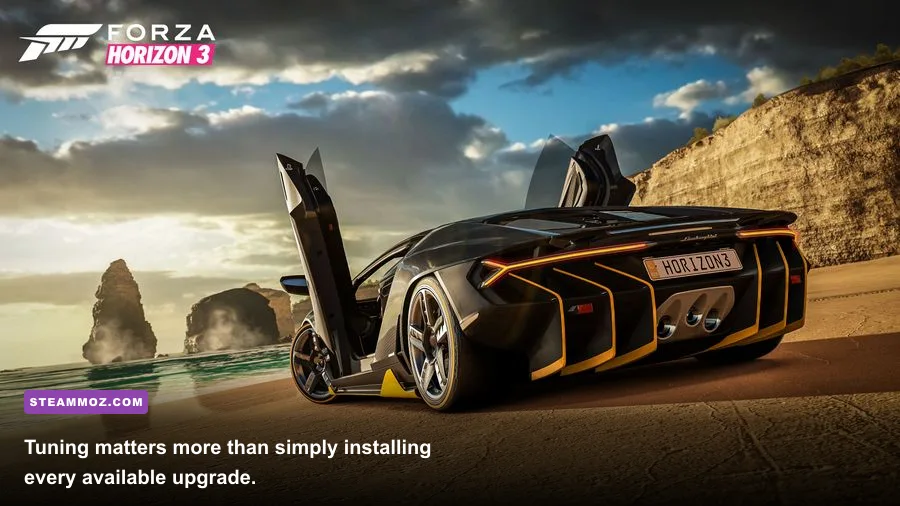 Forza Horizon 5 car tuning menu showing suspension and differential upgrades