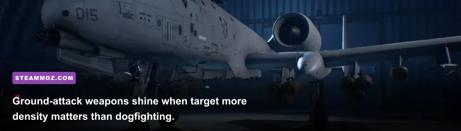 A-10C attacking ground targets with special weapons in ACE COMBAT 7