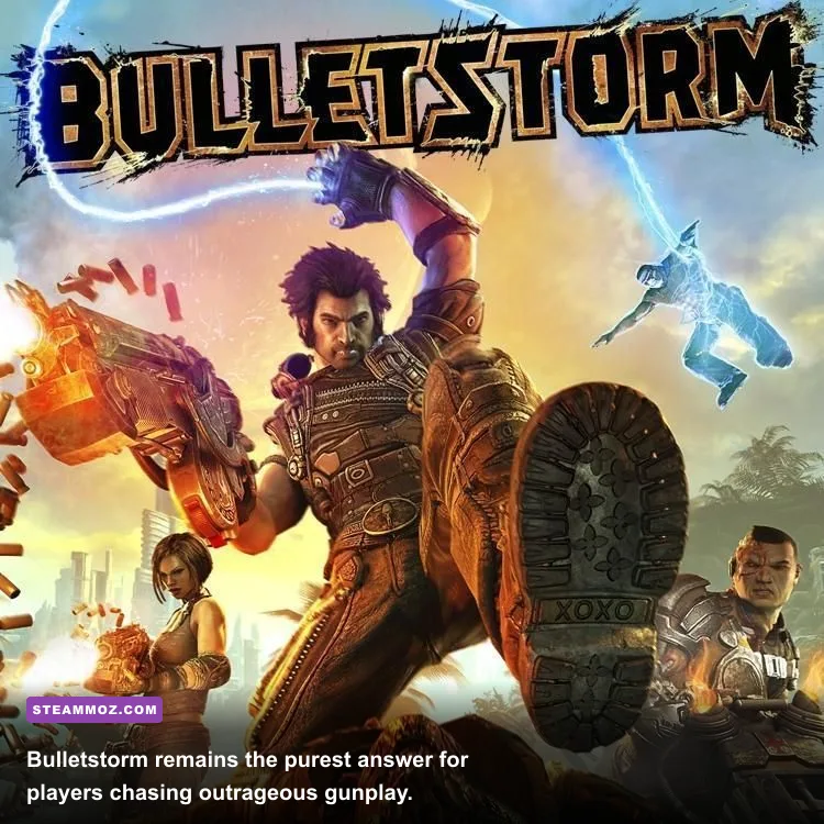 Bulletstorm Full Clip Edition gameplay showing Skillshot combat and explosive enemies