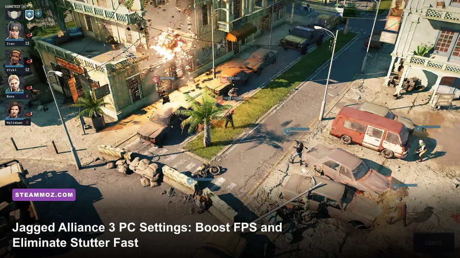 Jagged Alliance 3 squad engaging in tactical combat on PC