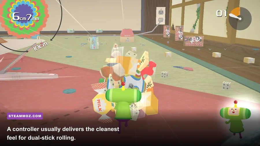 Katamari Damacy REROLL PC gameplay using dual analog controller controls