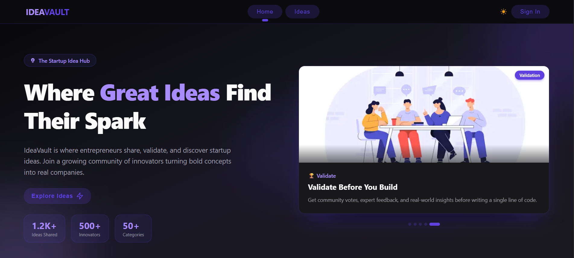 IdeaVault — Startup Idea Sharing Platform