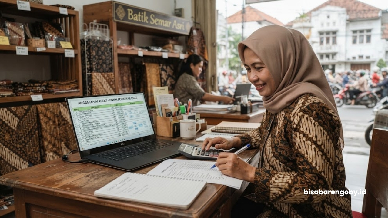 Pemilik bisnis menghitung anggaran implementasi AI Agent untuk UMKM di Semarang berbasis RAG