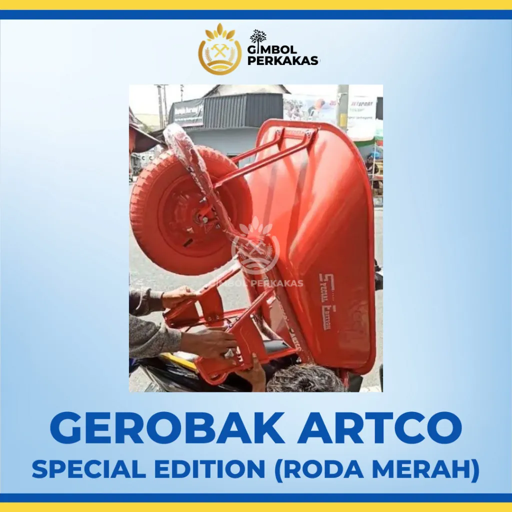 (KHUSUS PENGIRIMAN LUAR KOTA KURIR!!) Gerobak Sorong Dorong Pasir Cor Artco Merah Special Edition Original HSS-500SE / gerobak sorong / geroabak pasir - Gambar 2