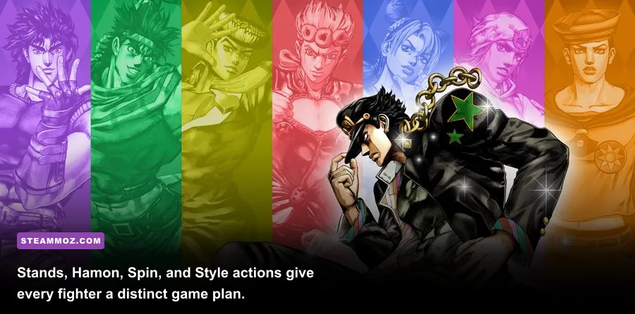 Jolyne Cujoh using Stone Free in JoJo's Bizarre Adventure All-Star Battle R