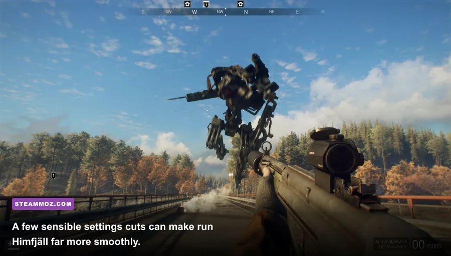 Generation Zero snowy forest firefight used to demonstrate PC graphics settings