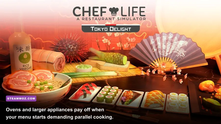 Chef Life A Restaurant Simulator oven and cooking appliances inside a restaurant kitchen