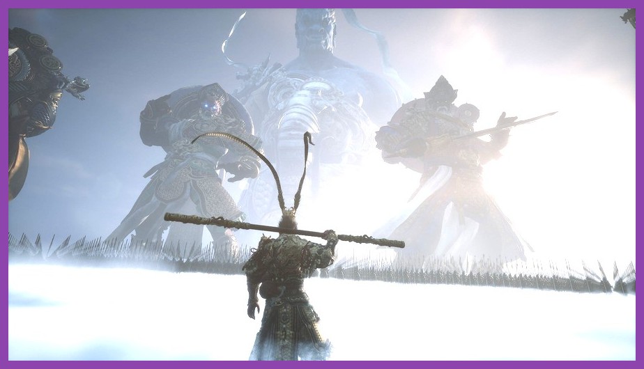 Close-up of a glowing legendary weapon in Black Myth Wukong