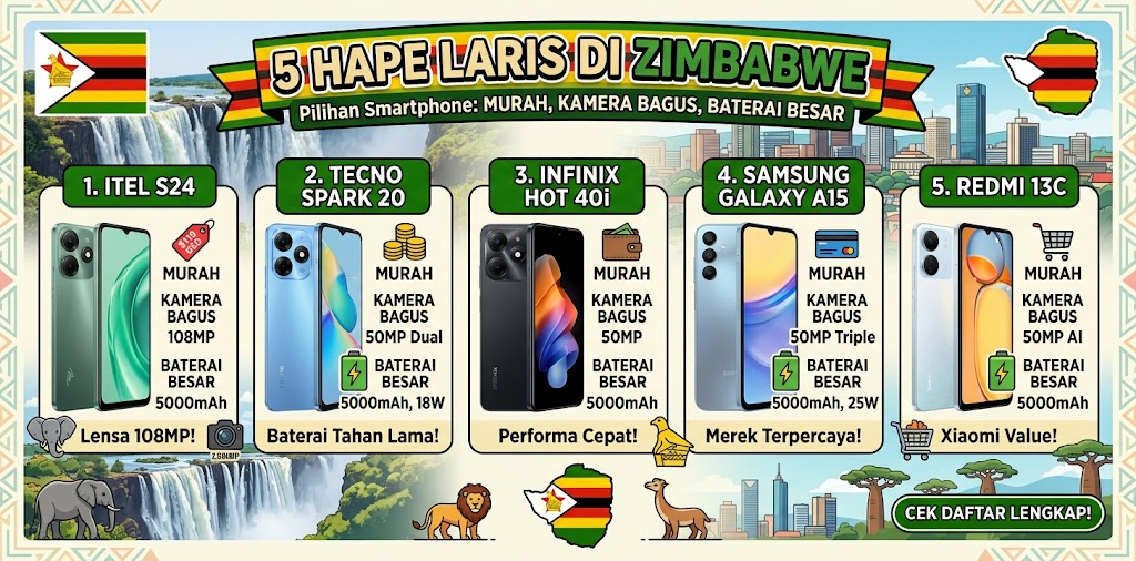 5 HP Laris di Zimbabwe: Kamera Bagus, Baterai Besar & Harga Murah