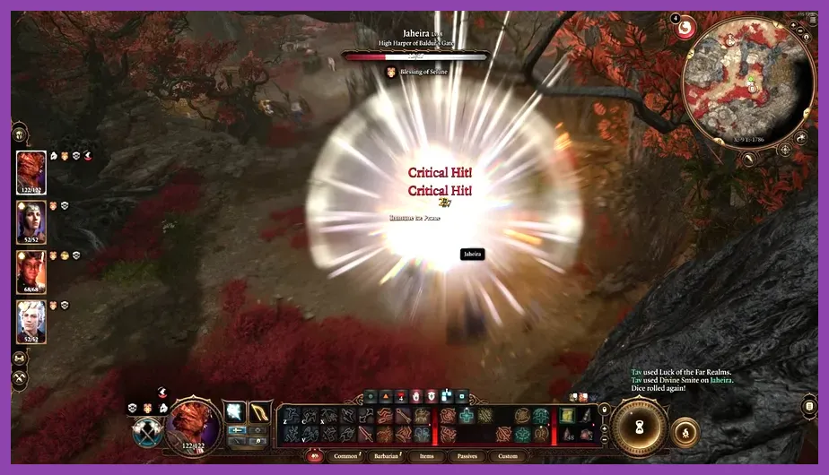 Baldur's Gate 3 Sorcadin landing a critical Divine Smite