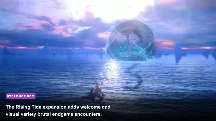 Mysidia landscape and Leviathan combat in Final Fantasy 16 The Rising Tide DLC