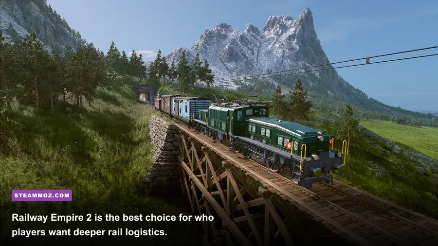 Railway Empire 2 locomotives and rail lines connecting frontier towns