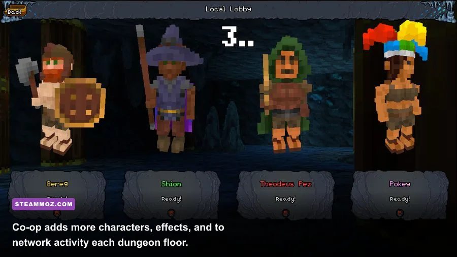 Barony multiplayer party exploring a dungeon together