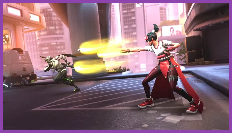 Kiriko from Overwatch 2 throwing kunai
