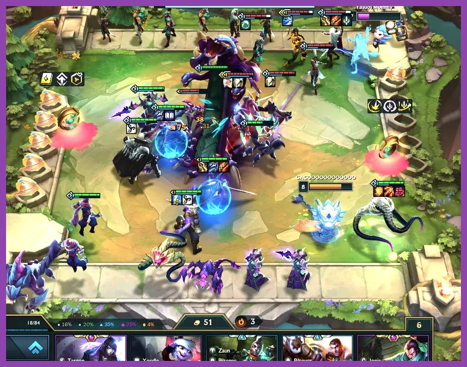 Teams contesting Baron Nashor in the late game of League of Legends