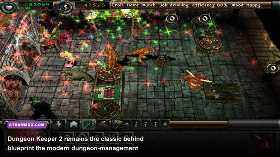 Dungeon Keeper 2 evil dungeon with creatures rooms and dungeon heart