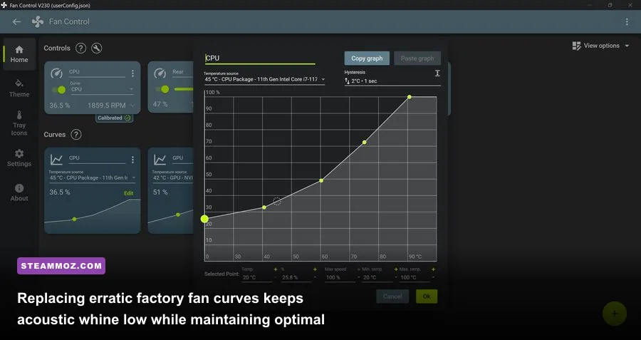 Custom fan curve configuration in Fan Control utility