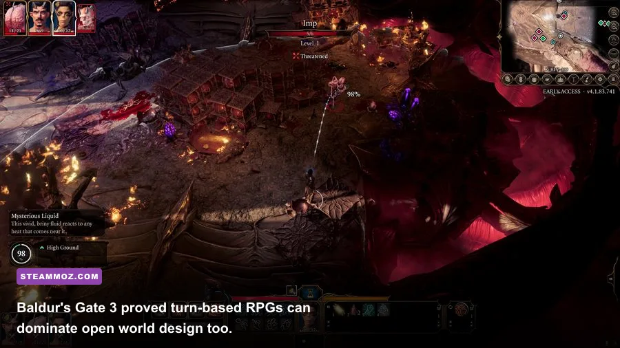 Party combat scene in Baldur's Gate 3