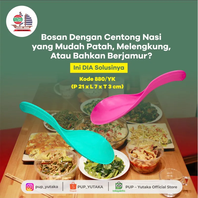 YUTAKA Centong Nasi Plastik / Sendok Nasi 880/YK - Gambar 3