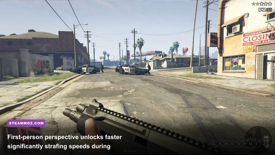First-person combat perspective holding a Special Carbine rifle in GTA Online PC