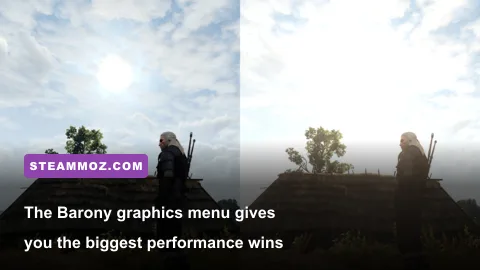 Barony PC graphics settings menu showing resolution and visual options