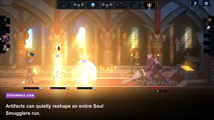 Legend of Keepers Soul Smugglers artifact inventory and dungeon management screen