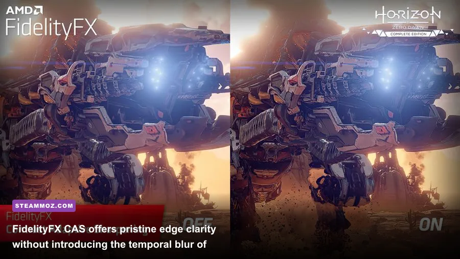 Close-up comparison of FidelityFX CAS sharpening against standard anti-aliasing in Call of Duty