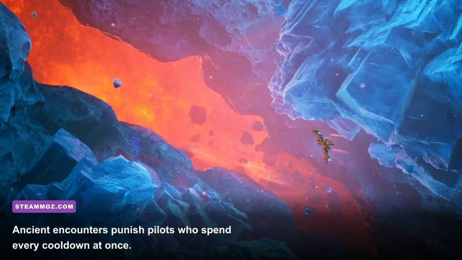 EVERSPACE 2 Wrath of the Ancients player ship battling an Ancient enemy