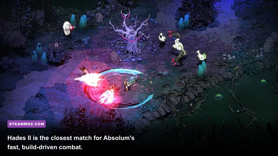 Melinoe fighting enemies in Hades II