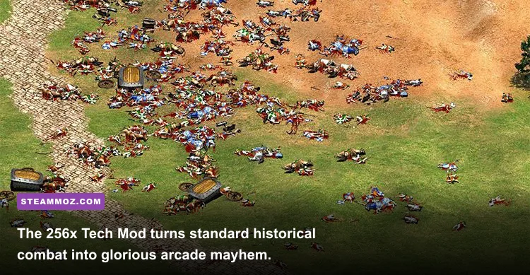 Ridiculous stacked cavalry speed and stats in the 256x tech mod