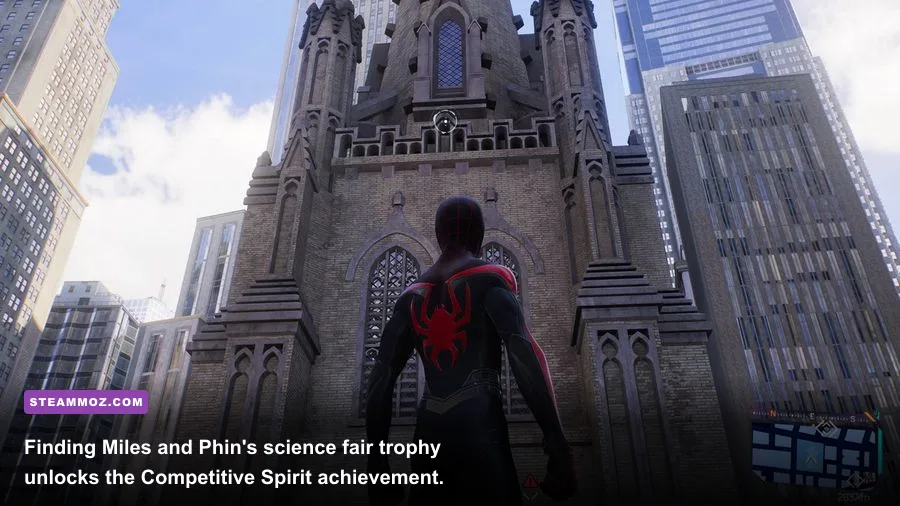 Miles and Phin's miniature science fair award perched on the ledge behind Trinity Church
