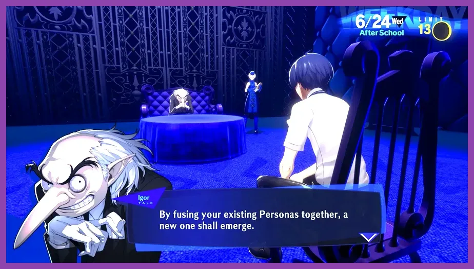 Persona 3 Reload Velvet Room persona fusion interface